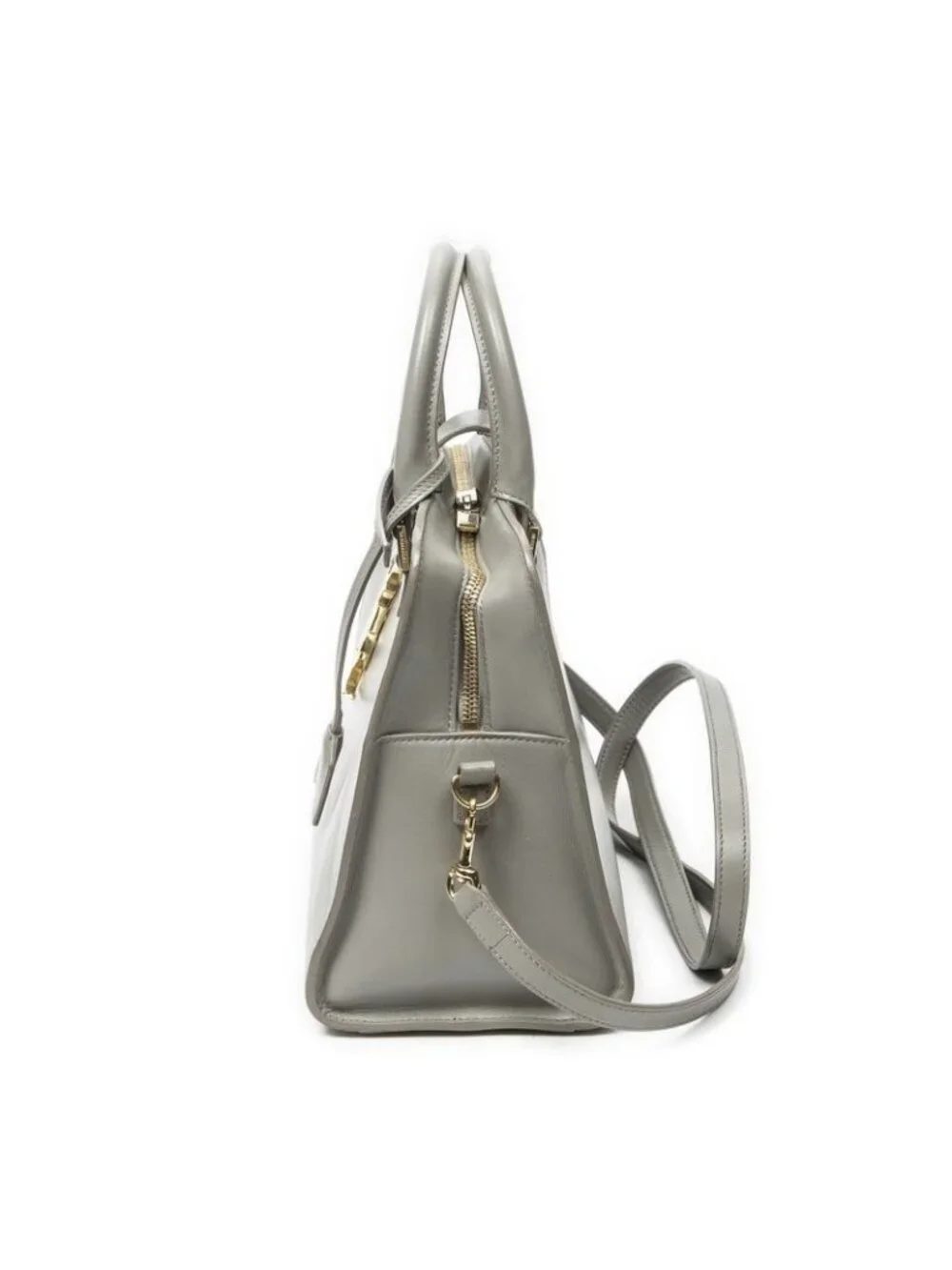 Saint Laurent Yves Small Monogram Cover Gray Calfskin Leather Messenger Bag - Picture 3 of 10